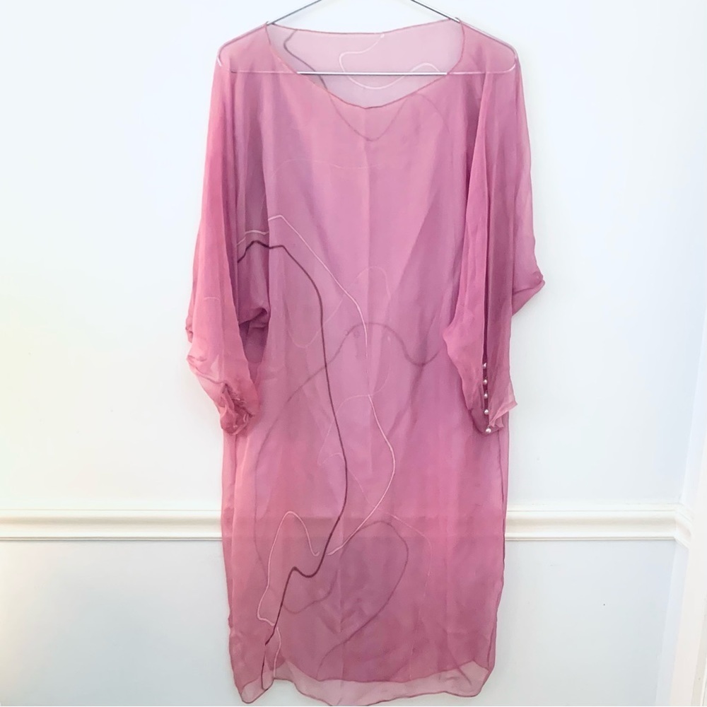 KARIE PATTERSON For SANSAPPELLE Satin Slip Dress, Caftan Silk Overlay, Shawl - Picture 3 of 11